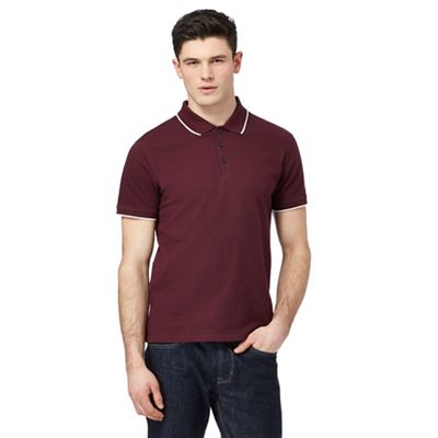Big and tall dark red popcorn textured polo shirt